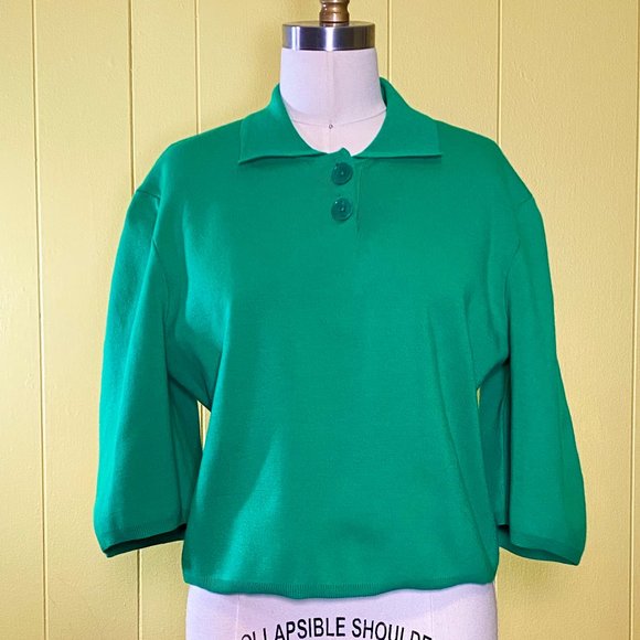 TIBI Kelly Green Collared Sweater NWT Frankie Knit - Picture 1 of 7